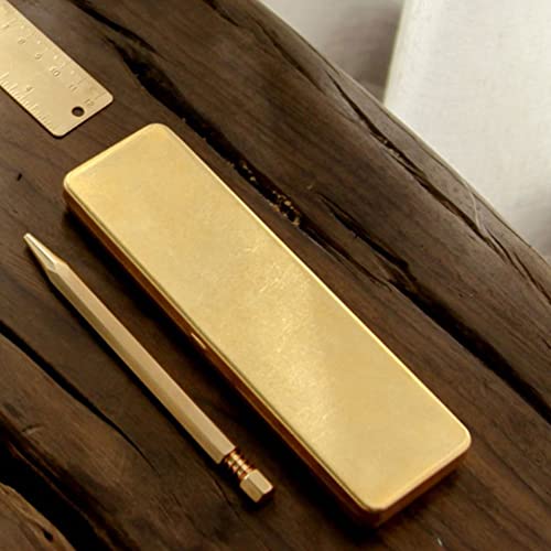 Passion Junetree Brass Handcrafted Pen Pencil Case Holder Stationery Storage Box #TOP4
