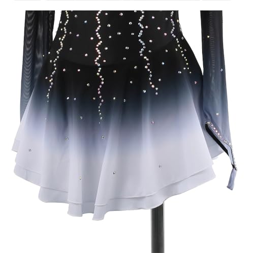 Traje de patinação artística para meninas gradiente saia patinação no gelo roupas de ginástica compe