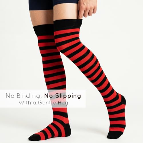 Image of Mysocks Unisex Over the Knee Socks | Stripe Design| Combed Cotton| Hand Linked Toe | Soft Latex Band