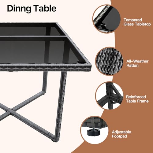 Panana 8 Seater Rattan Garden Dining Set with Table, 4 Chairs & 4 Stools, Cube Space Saving Outdoor Furniture for Patio, Conservator, Garden - Image 2