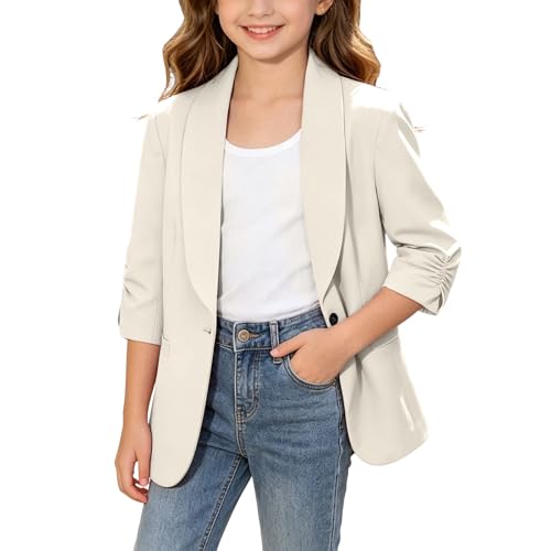 Blazer élégant fille veste de costume manches 3/4 et manteau châle de cérémonie