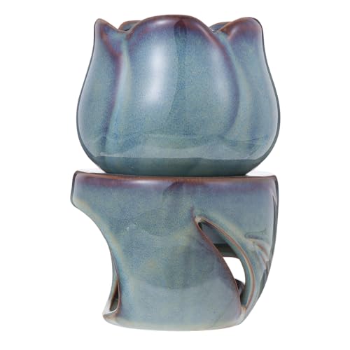 INOOMP Tulip Shape Ceramic Incense Stove Aromatherapy Burner Small Aroma Stove for Home Office Yoga Elegant Scented Candle Tray