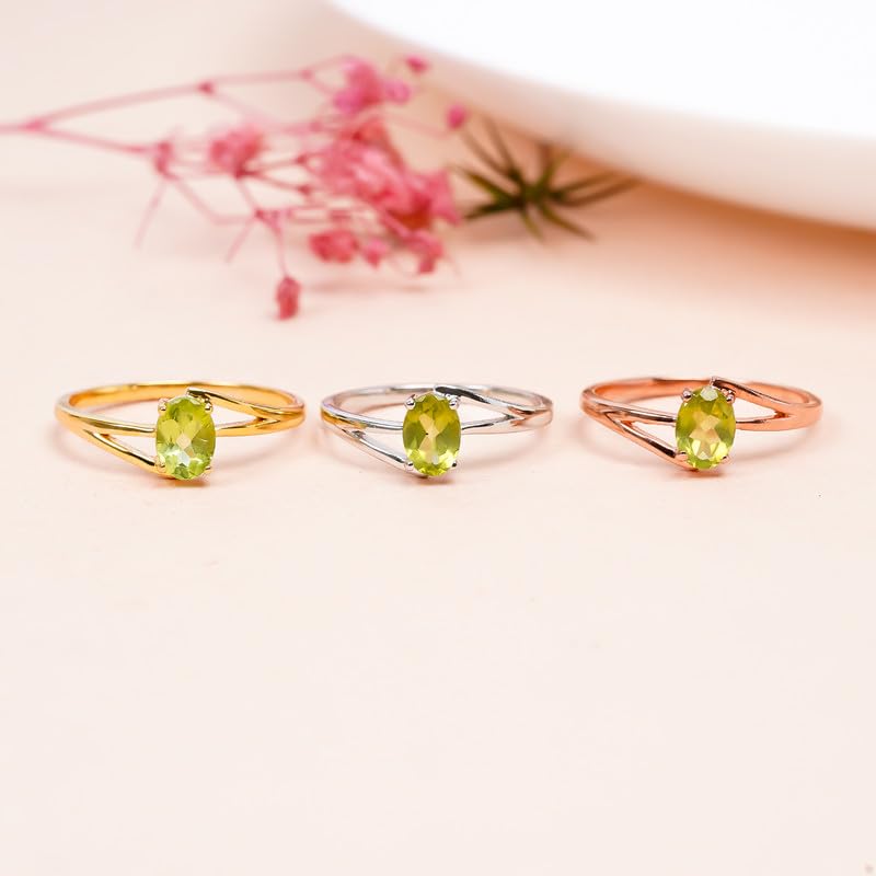 Bague solitaire en péridot naturel résistant en argent 925