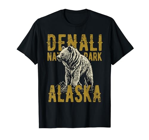 Denali Nationalpark Alaska USA Bär Vintage Style Design T-Shirt