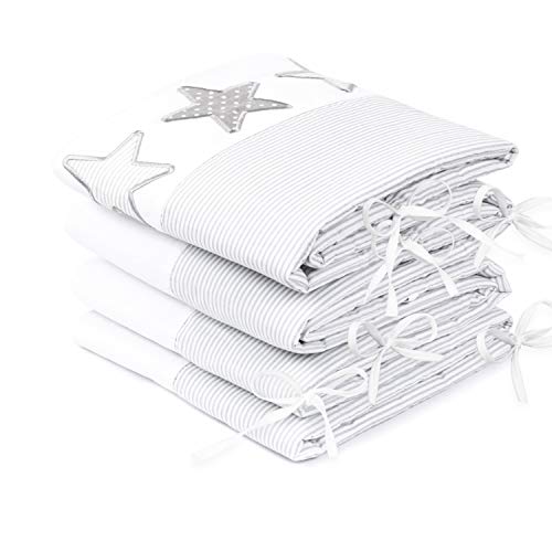 Amilian® Bettumrandung Nest Kopfschutz Nestchen 420x30cm, 360x30cm, 180x30 cm Bettnestchen Baby Kantenschutz Bettausstattung mit Stickerei S01 (420x30)