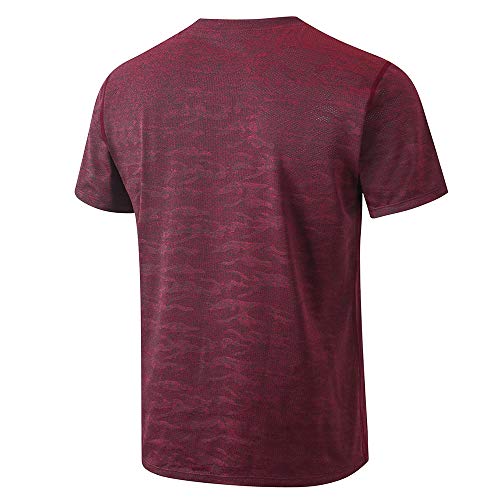 Ajcoflt T-shirt de esportes dos homens impressão de camuflagem secagem rápida elástico o pescoço de