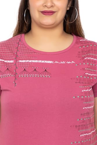 Image of Women Printed Cotton Tshirt with Side Slits & Pocket
