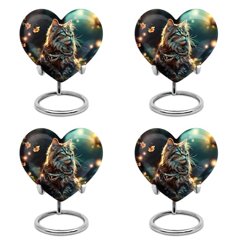 Image of Cat Urn for Human Ashes - Heart Urns for Human Ashes - Burial Urns for Adult Human Ashes - Urn for Ashes Adult Male - Urns for Ashes Adult Female Mother - (Size - 3 inch Pack of 4)