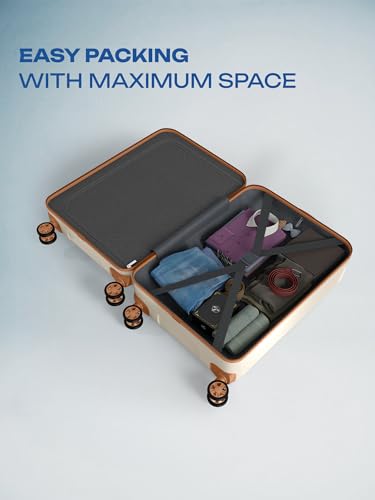 Image of Safari Cabin Trolley Bag with Laptop Compartment, Hardside Polycarbonate Small (55cm) Suitcase | 360 8 Wheel Spinner Travel Luggage| Recessed Combination Lock|Thorium Neo| Vanilla