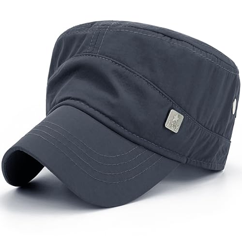 REDSHARKS Polyester Water Resistant Military Caps for Men Quick Dry Cadet Hats for Women Army Cap Flat Top Dad Hat