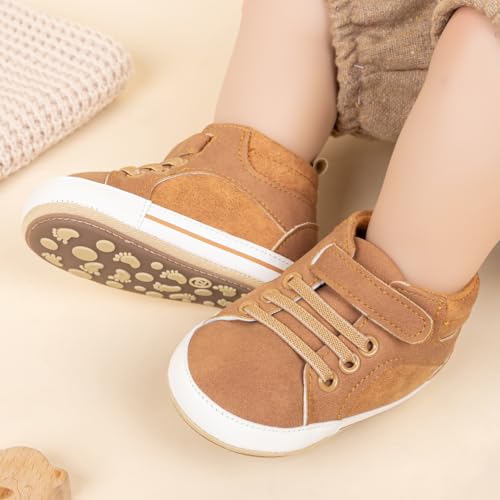 CENCIRILY Baby Boys Girls High Top Sneakers Soft Soles Anti Skid Infant Ankle Shoes Toddler Prewalker First Walking Crib Shoes3