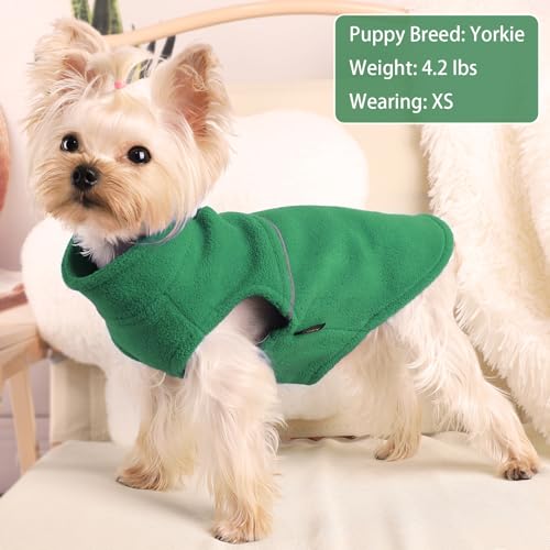 Image of Dog Sweaters for Small Dogs Fleece Vest Dog Clothes Boy Girl, Warm Pullover Fleece Doggie Jacket, Winter Pet Ourfit Chihuahua Sweater - Yorkie Clothes, Green, XXS