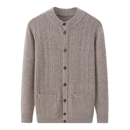 Men Crew Neck Solid Sweater Buttons Cardigan Crew Neck Sweater Large Size Knitted Jumpers