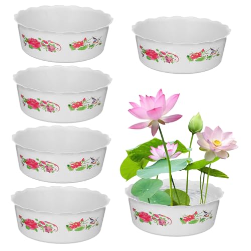 BESPORTBLE Set 6 Vasi Di Fiori in Plastica Pp Per Narcisi e Ninfee, Fioriere Idroponiche Decorative Per Giardino, Balcone e Interni, Ciotole Da Piantare Resistenti e Facili Da Pulire