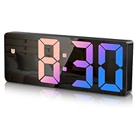 Generico Sveglia da Comodino Digitale, Orologio Digitale con Snooze e Display Luminoso, Grande Schermo LED per Ora/Data/Temperatura, Alimentazione USB e a Batterie, Colorato