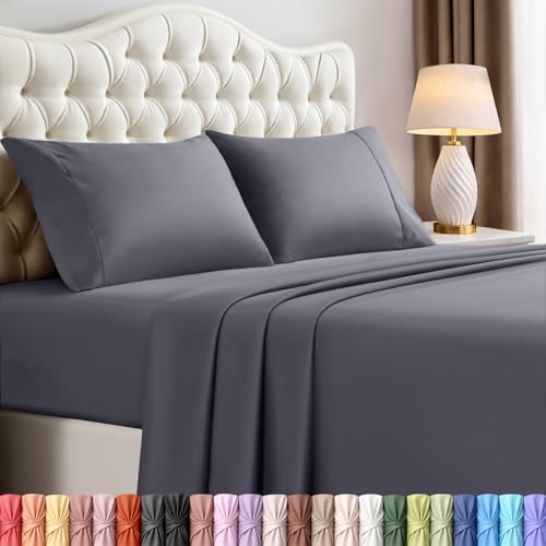 Utopia Bedding Queen Size Sheet Set – 4 Piece Bed Sheets, Soft and Breathable Microfiber, Includes 1 Fitted Sheet, 1 Flat Sheet and 2 Pillowcases – Oeko Tex (Grey)