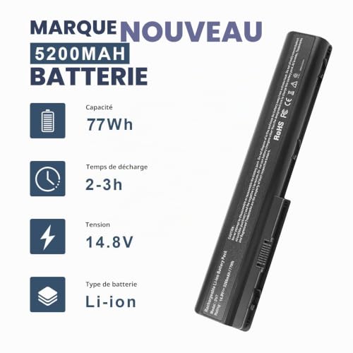ASUNCELL 5200mAh GA08 Batterie pour HP Pavilion DV7-1000 DV7-1010 DV7-1020 DV7-1030 DV7-1040 DV7-1050 HDX18 HDX18T-1000 HDX18-1020 X18-1000 X18-1100 DV8-1000 464058-251 480385-001 516355-001 – vue 5