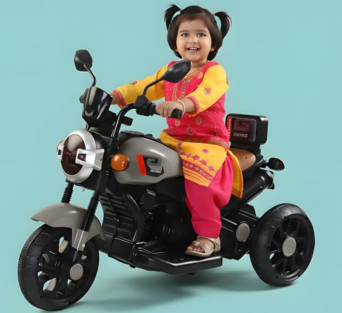 Image of Wishmaster Ride Xtreme 6V Electric Bike for Kids (Grey) | Battery Operated Ride-On with Bluetooth, MP3 Music, Foot Accelerator | Safe, Durable & Realistic Toy Bike for Boys & Girls (1-5 Years)