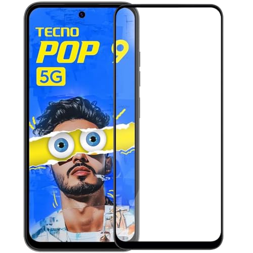 Image of SPAIZZEN Military-Grade Tempered Glass Screen Protector Compatible for Tecno Pop 9 5G / POP 9 5G with Edge to Edge Coverage and Easy Self Installation kit