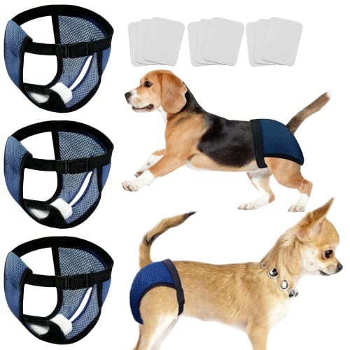 Image of Every Pet Reusable Diapers with 3 Replace Diaper,Breathable Mesh Washable Dogs Sanitary Pads,Menstruation Diapers Panties Adjustable Sanitary Briefs For Small Medium and Large Dogs(3PCS Blue,X-Large)