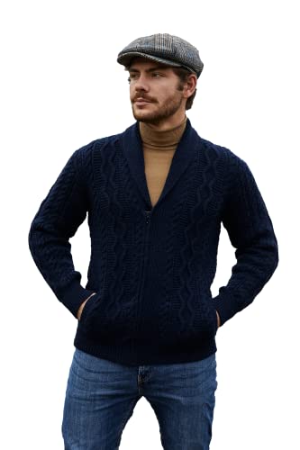 SAOL 100% Merino Wool Mens Zipper Knit Cardigan
