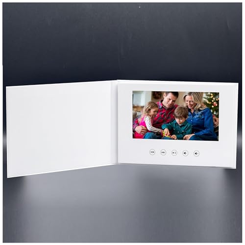 Sourcingbay 7-Inch IPS Video Greeting Card, Customizable White Hard Paper A5 Video Book, Auto-Play on Open, 4GB USB-C, MP4/MOV Upload, Keepsake Gift for Wedding Birthday Retirement