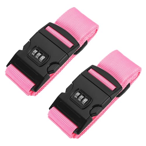 Image of PATIKIL Luggage Straps, 2 Pack Suitcase Straps Adjustable Luggage Belts Strap with Combination Lock for Luggage Suitcases Travel, Pink