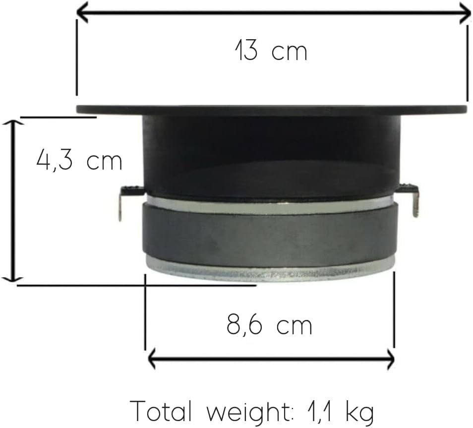 KIT SET PER CIARE PT262 1 tweeter nero da 5" 13 cm 130 mm di diametro 150 watt rms 300 watt max impedenza 8 ohm 105 db spl, 1 pezzo + condensatore e 5 sticker omaggio
