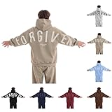 Wankang Men's Hooded Sweatshirts Yahweh Forgiven Letter Print Graphic Hoodies pullover Oversized Loose Pullover Sweatshirts