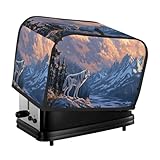 Toaster-Abdeckung für 2 Scheiben, mit Taschen, Staub- und Fingerabdruckschutz, Motiv: Ein einsamer Wolf in den schneebedeckten Bergen