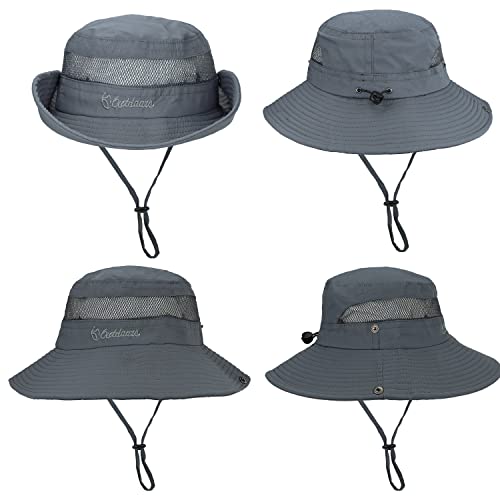 Men & Women's Sun Hat Hiking Fishing Hat Outdoor Wide Brim Safari Boonie Hat Quick Dry Bucket Hat Dark Grey #TOP1