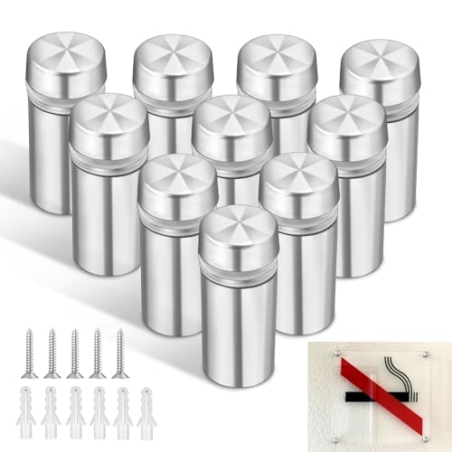 20 Distanziali per Targhe in Acciaio Inox 12x25mm, Chiodi Pubblicitari con Viti e Tappo in Gomma, Distanziatori per Plexiglass, Specchi, Cartelloni Pubblicitari, Insegne e Pannelli Acrilici