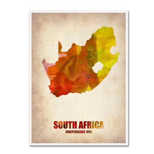 Trademark Fine Art South Africa Watercolor Map by Naxart Canvas Wall Art, 18 by 24-Inch