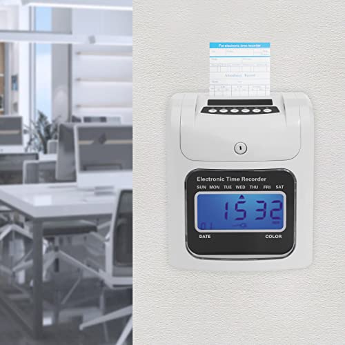 Seaneszti Time Clock Bundle, With 50-Time Cards And 1Keys Calculating Time Clock, In/Out Time Attendance Machine With Lcd Display Screen For Employees Small Business Office #TOP1