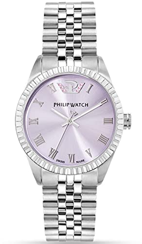 Philip Caribe Reloj de Cuarzo para Mujer con Rosa Esfera Analógica Pantalla y Correa de Acero Inoxidable Plateado r8253597517