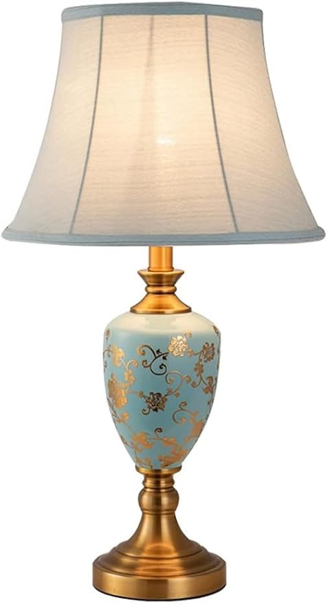 LINGCMP Table Lamps Large Oriental Ceramic Table Lamp Chinese Ceramics Desk Lamp Bedroom Bedside Lamp Creative Hand Painted Ceramics Table Lamp 22.8x13inch