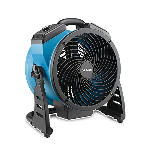 XPower Ventilador industrial de alta velocidad para toda la habitación, circulador de aire, ventilador de suelo, temporizador de velocidad variable (azul, FC-150B 100 CFM)
