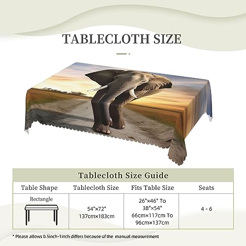 Nappe rectangulaire éléphant 137x183 cm lavable et infroissable pour table basse - 7