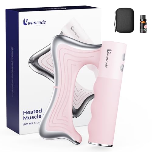 swancode Heated Muscle Scraper 3 Adjustable Intensity Modes with LED Display 38-46 Warm Therapy & Vibration Full Body Use Ergonomic Design Rechargeable Wireless (Pink)