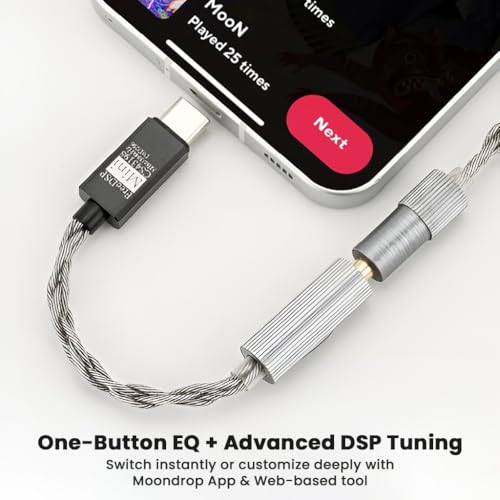 Image of MOONDROP FreeDSP Mini Portable DAC & Amp with Flagship CS43198 Chip, 32bit /384kHz PCM, Support DSD256 with High-Res Mini DAC & Amplifier, One-Button EQ and Web Tuning Tool Type-C Audio Adapter