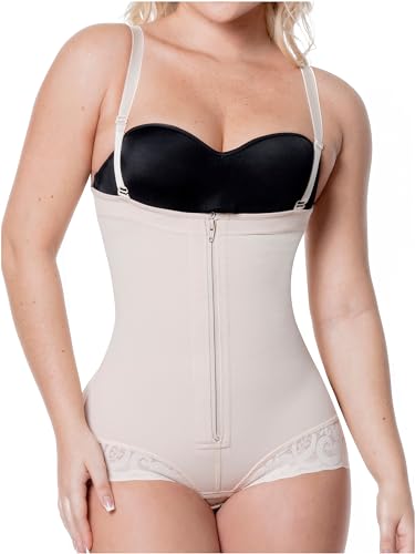 Sonryse 021ZF Fajas Colombianas Post Surgery Lipo Compression Garment after Tummy Tuck Control Open Bust Shapewear Bodysuit for Women Beige Large