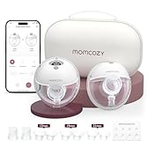 Momcozy M5 Smart Tire-lait Électrique Main Libre, Tire-lait Portable Contrôlé par Application, Pompe Électrique Sans Fil, 3 Modes 9 Niveaux d’Aspiration, Téterelle 24 mm(Gris, 2 Pièces)