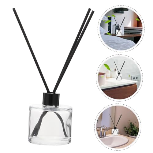 Botellas de aromaterapia de vidrio con difusor de varillas negro miniatura 3