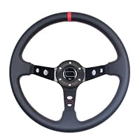 Stuurwiel Sport Universele Suede Auto Racing Stuurwielen, 350 mm, 14 inch, Drift Sport Stuurwiel Auto (Kleur: PU Zwart-Goud