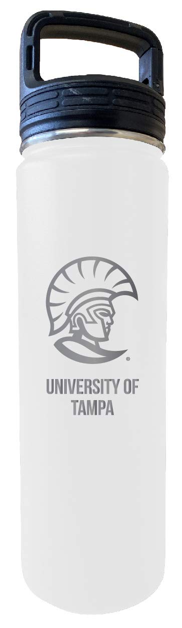 University of Tampa Spartans 24 oz Engraved White Insulated Double Wall Stainless Steel Water Bottle Tumbler Officially Licensed Collegiate Product