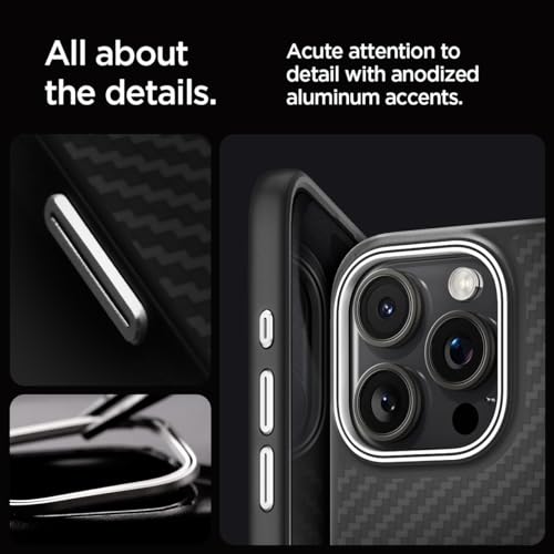 Spigen Enzo Aramid MagFit Case MagSafe Compatible with iPhone 15 Pro - Matte Black