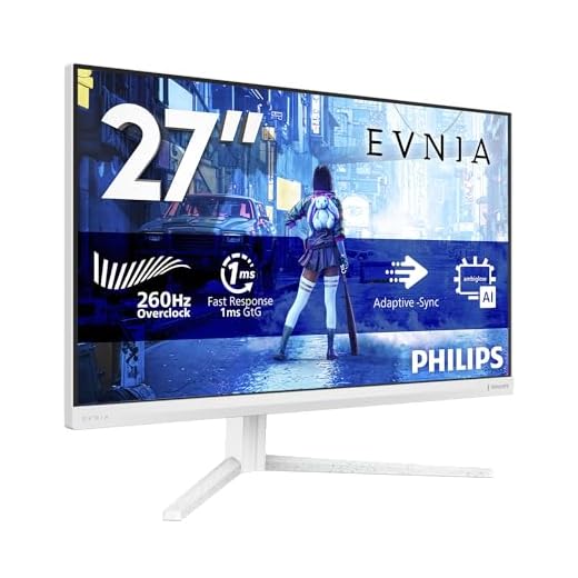Philips Evnia Gaming 27M2N5201P 27 Zoll FHD Monitor, 260Hz, Fast IPS Panel, 1ms GtG, Adaptive Sync, HDR10, G-Sync Compatible, Höhenverstellung,(1920x1080 HDMI 1x 2.0 DP 1x 1.4) Weiß