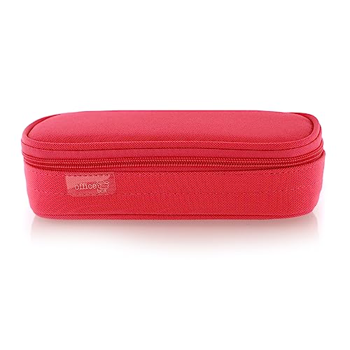 office box Estuche Portatodo Mega de Amplio Apartado Interior con Solapa y Horario con Cierre de Cremallera, Lavable y Resistente para Material Escolar o Neceser by Colorline. (Rojo Coral)