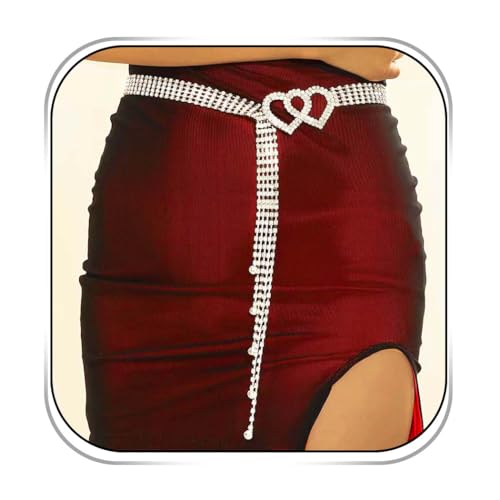 CanB Rhinestone Waist Belt Crystal Waist Dress Belt Silver Chain Belt Small Size Belt for Women