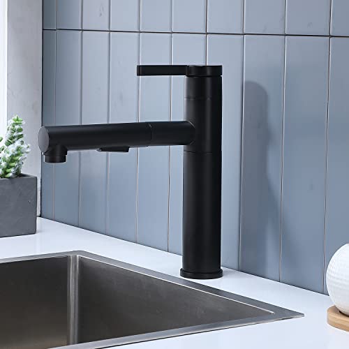 Vccucine Black Pull Out Kitchen Faucet, Single Lever Handle Stainless Steel Kitchen Sink Faucet With Sprayer, Small Rv Outdoor Laundry Bar Prep Sink Faucet #TOP7